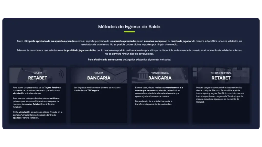 Retiros de RetaBet